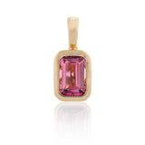 Yellow Gold and Bezel Set Pink Tourmaline Charm