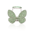 Load image into Gallery viewer, White Rhodium Silver and Emerald Fluttering Butterfly Ring
