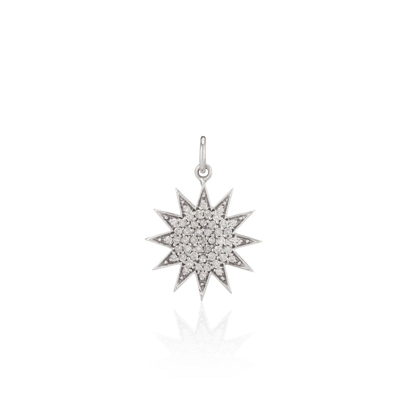 White Gold and Diamond Sun Charm
