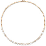 Yellow Gold Bezel Set 8.00cts Full Cut Diamond Heart 17.00" Tennis Necklace