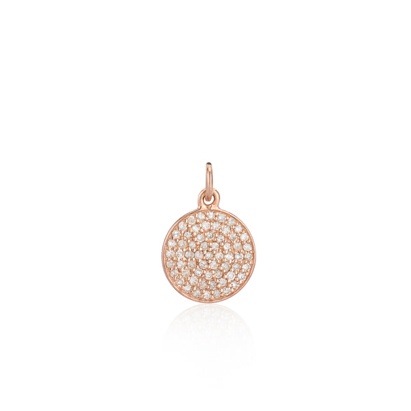 Small Rose Gold and Diamond Disk Pendant