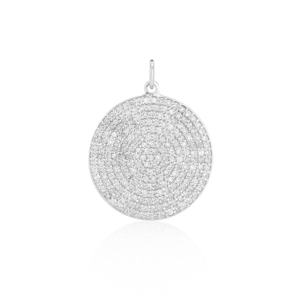 Large White Gold and Diamond Disk Pendant