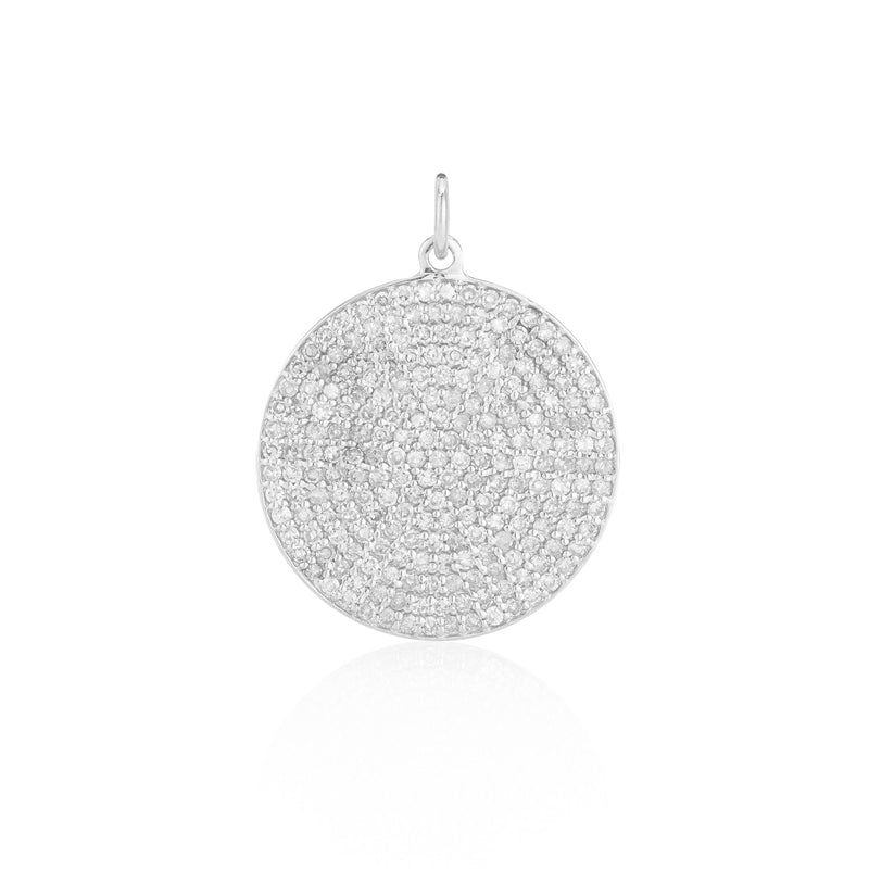 Large White Gold and Diamond Disk Pendant