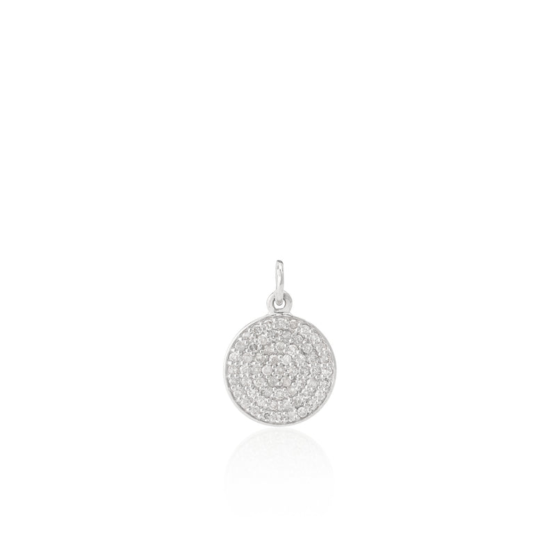 Small White Gold and Diamond Disk Pendant