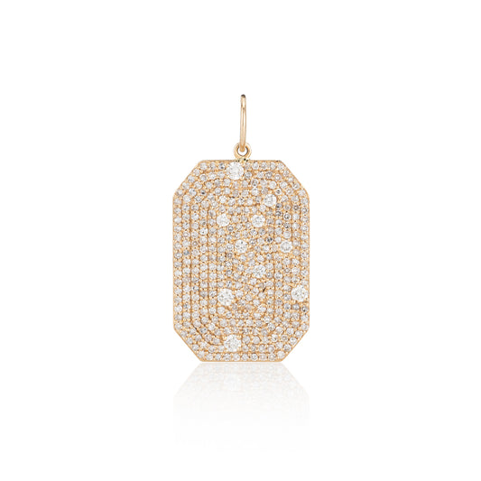 Yellow Gold and Diamond Speckled Dog Tag
