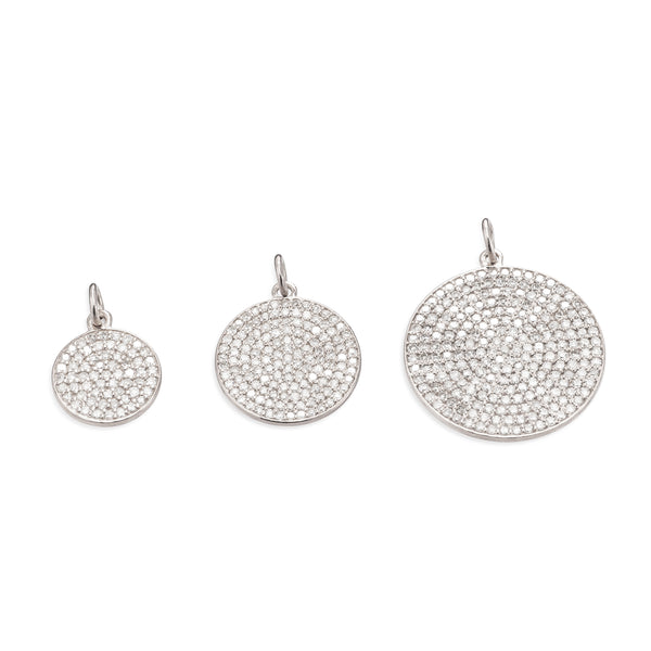 Small White Gold and Diamond Disk Pendant