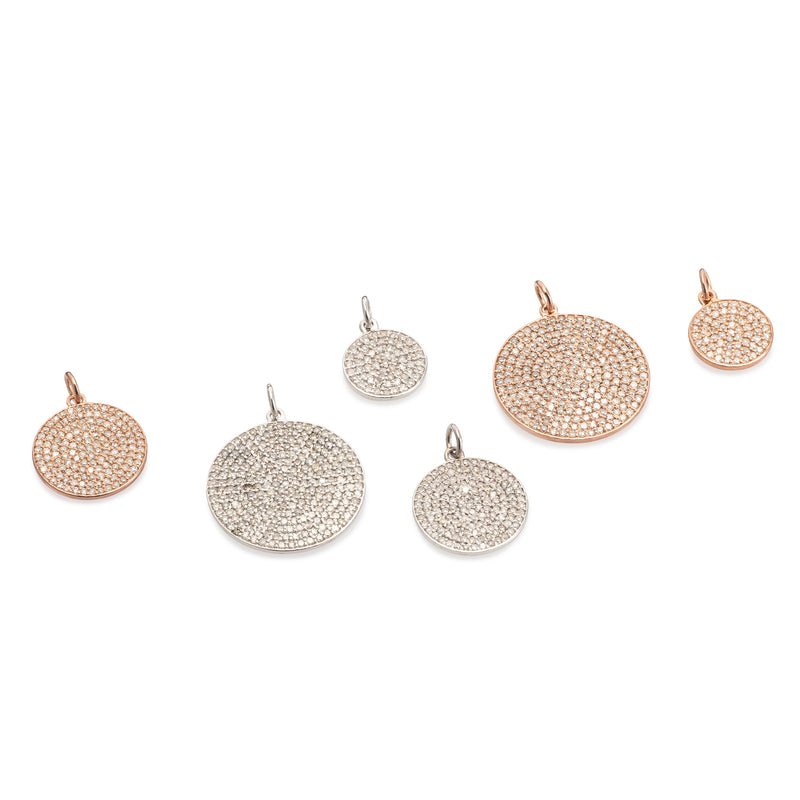 Small White Gold and Diamond Disk Pendant