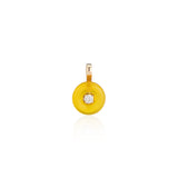 Yellow Gold Lemon Quartz and Diamond Button Charm