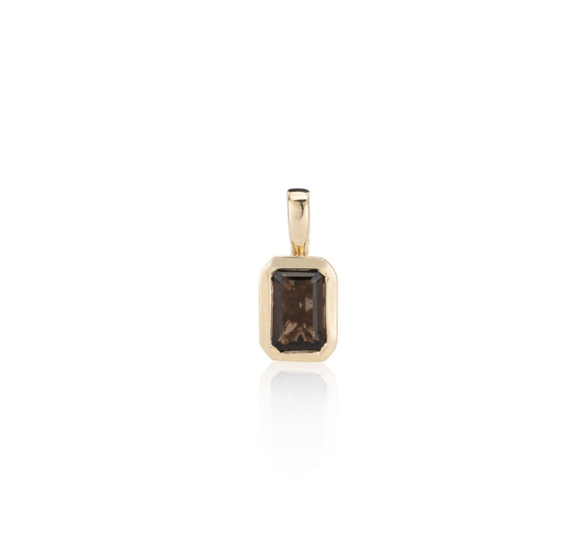 Yellow Gold and Bezel Set Smokey Quartz Charm