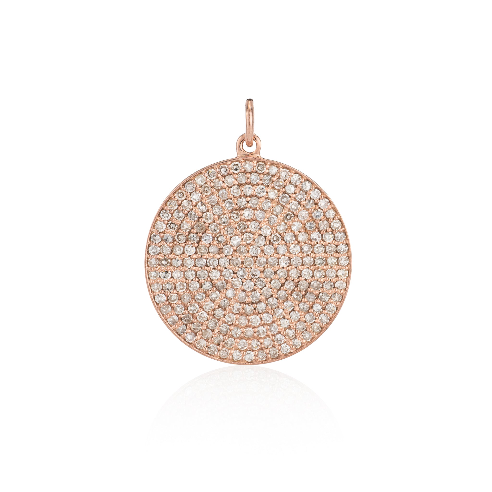 Extra Large Rose Gold and Diamond Disk Pendant