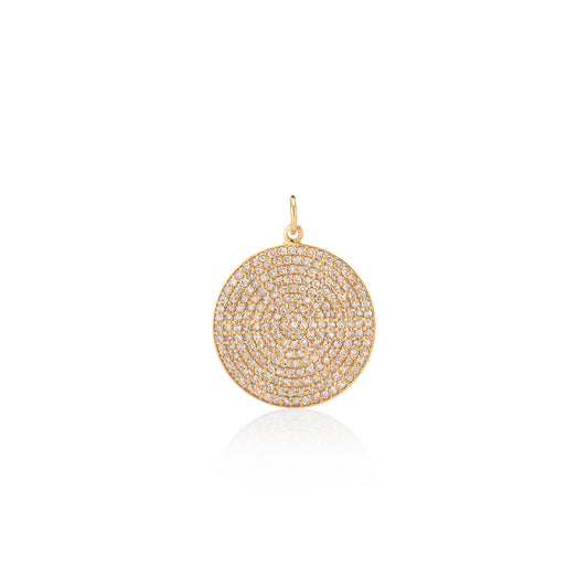 Large Yellow Gold and Diamond Disk Pendant