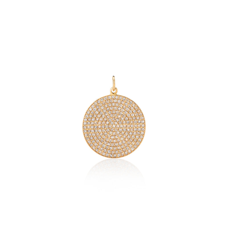 Large Yellow Gold and Diamond Disk Pendant
