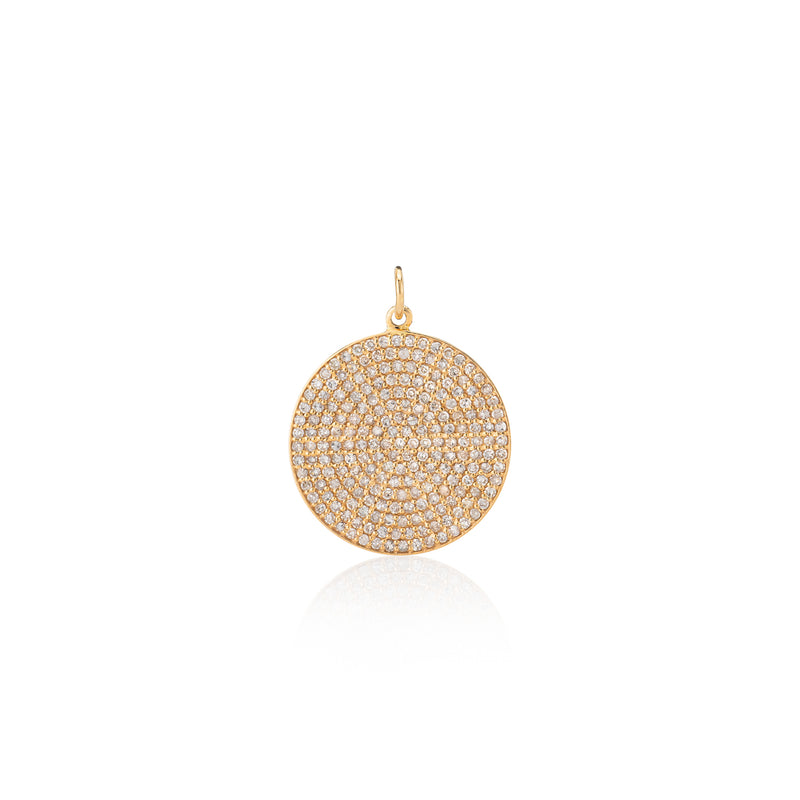 Large Yellow Gold and Diamond Disk Pendant