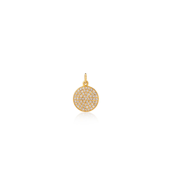 Small Yellow Gold and Diamond Disk Pendant