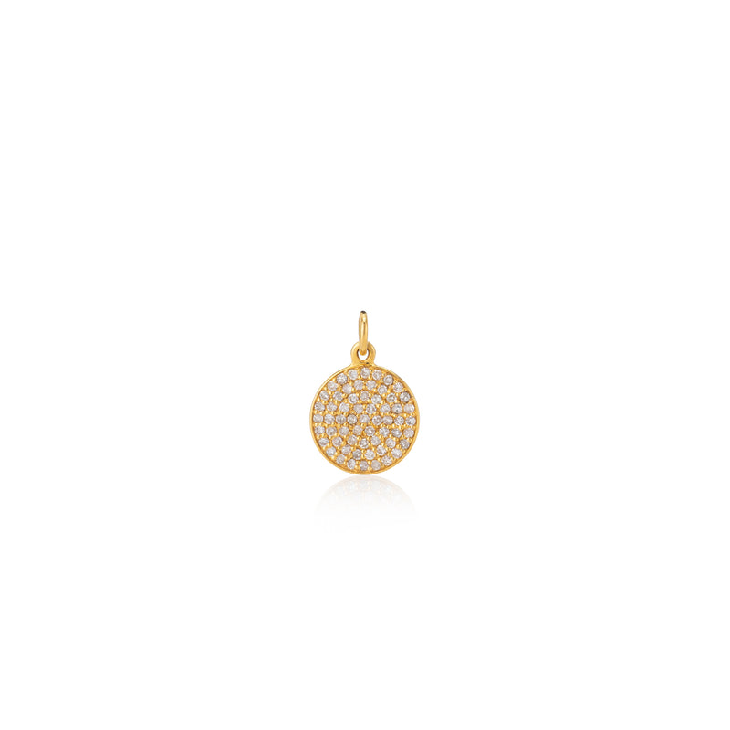 Small Yellow Gold and Diamond Disk Pendant