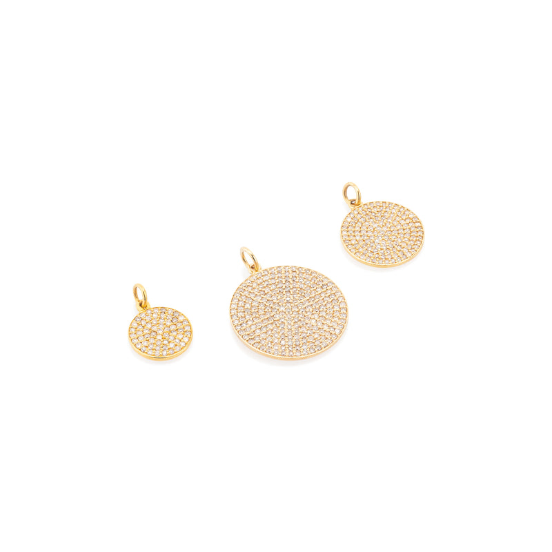 Large Yellow Gold and Diamond Disk Pendant