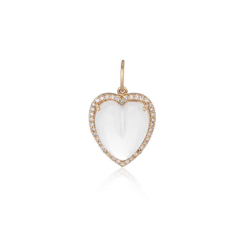 Gold Diamond and Quartz Chubby Heart Charm