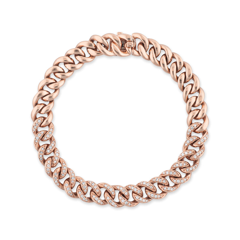 14 Karat Gold Curb Link Diamond Bracelet