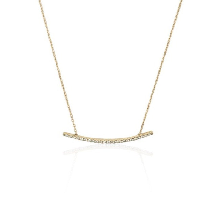 Yellow Gold Pave Diamond Bar Pendant