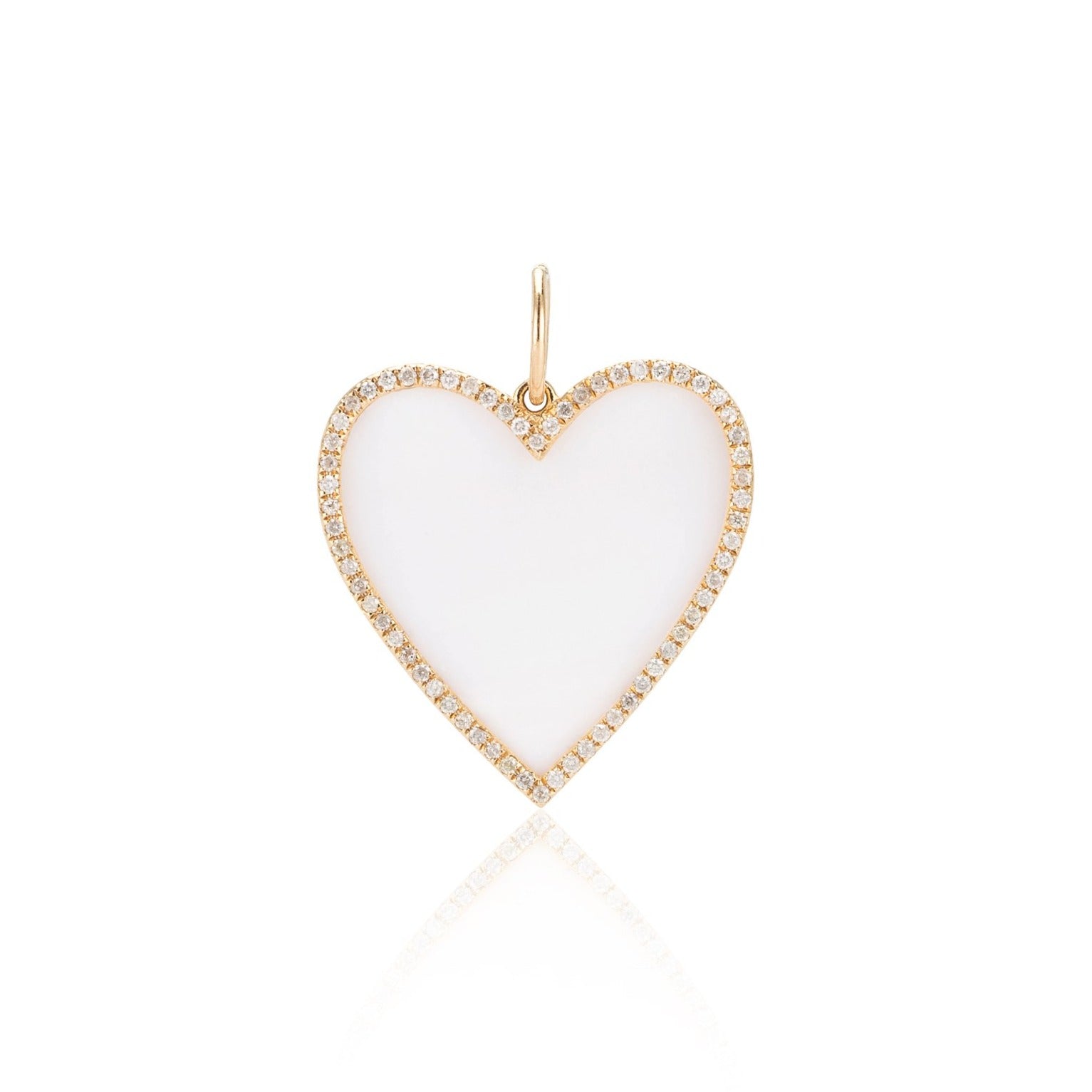 Gold Diamond and Mother of Pearl Jumbo Heart Charm