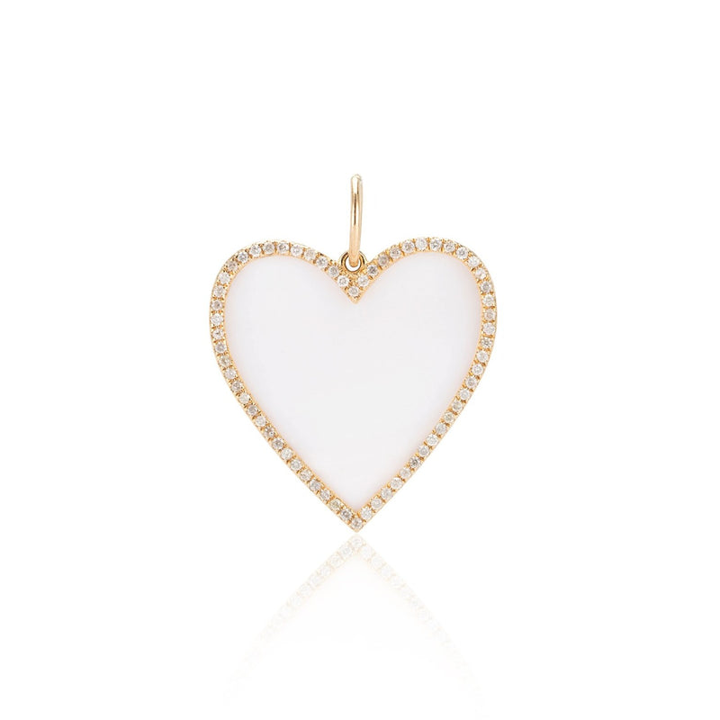 Gold Diamond and Mother of Pearl Jumbo Heart Charm