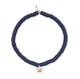 4mm Midnight Blue Vinyl and Yellow Satin Charm Bracelet