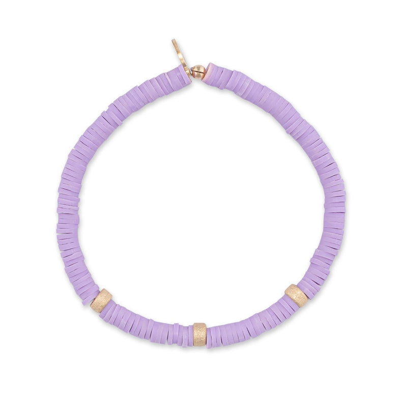 4mm Lilac Vinyl and Three Gold Dust Beads Bracelet
