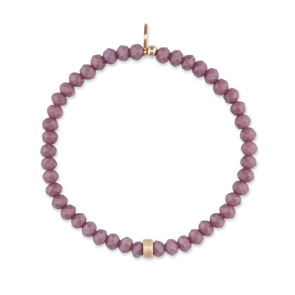 4mm Mauve Crystal and Gold Dust Bead Bracelet