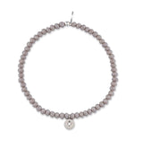 2mm Itsy Gray Crystal and Satin Silver CZ Star Charm Bracelet