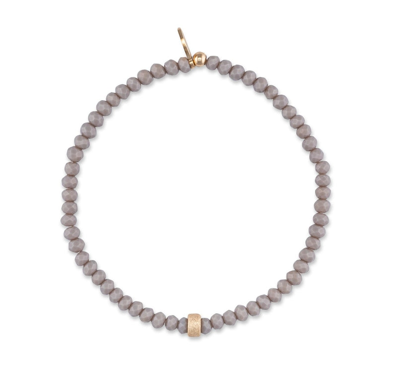 2mm Itsy Gray Crystal and Gold Dust Bead Bracelet