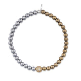 4mm Hematite and Pyrite with Yellow CZ Ball Bracelet