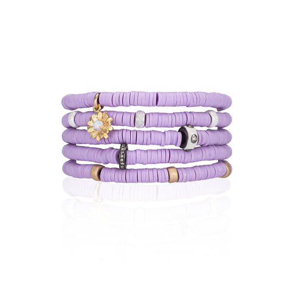4mm Lilac Vinyl and Three Gold Dust Beads Bracelet