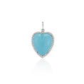 Load image into Gallery viewer, White Gold Diamond and Turquoise Chubby Heart Charm
