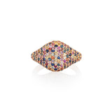 Yellow Gold and Multi Color Sapphire Signet Ring