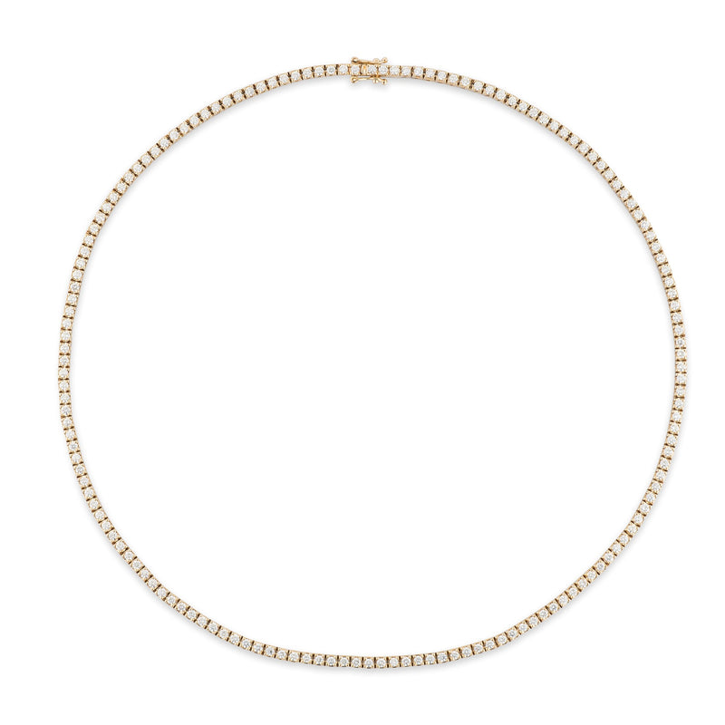 All The Way Yellow Gold 2.75cts Diamond 15.50" Tennis Choker Necklace