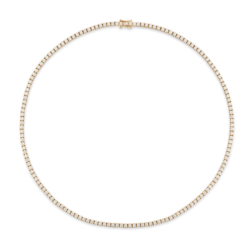 All The Way Yellow Gold 4.95cts Diamond 15.75" Tennis Choker Necklace