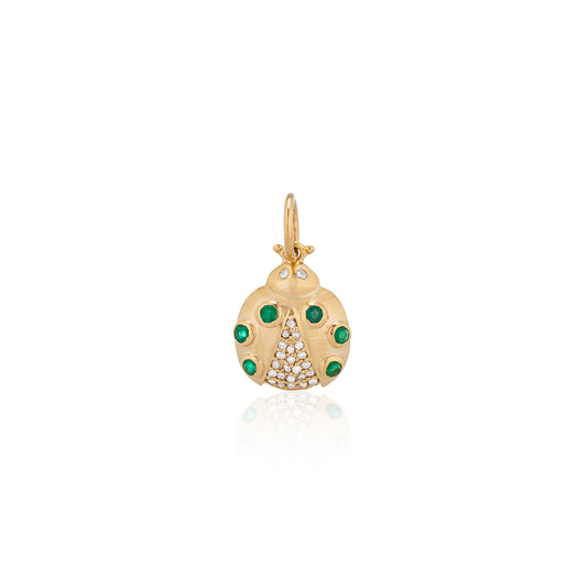 14 Karat Gold Emerald and Diamond Ladybug Charm