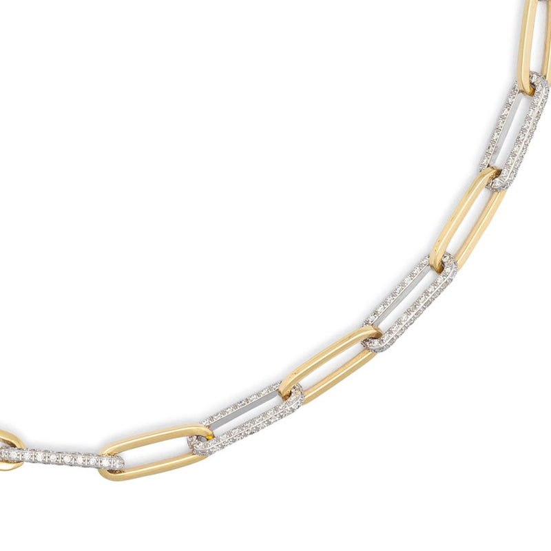 14 Karat Gold and Nine Link Diamond Paperclip Necklace