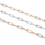 14 Karat Gold and Nine Link Diamond Paperclip Necklace