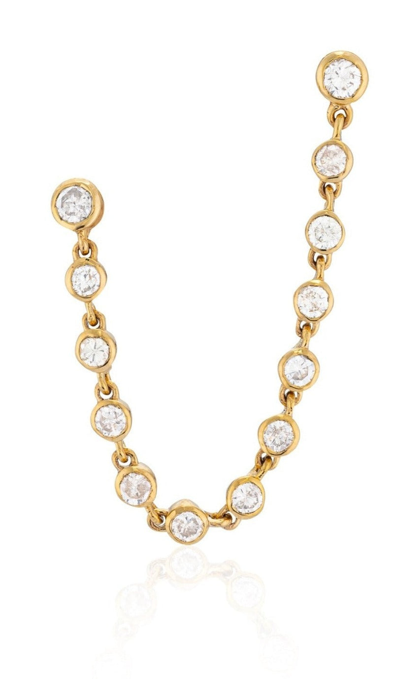 14 Karat Gold Diamond Double-Piercing Single Earring
