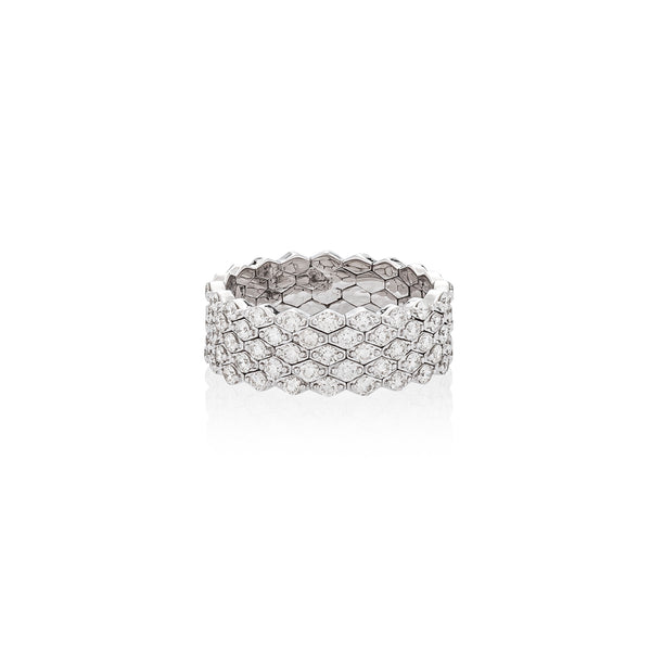 White Gold and Diamond Chain Link Ring