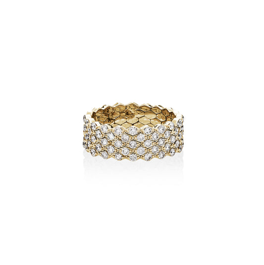 Yellow Gold and Diamond Chain Link Ring