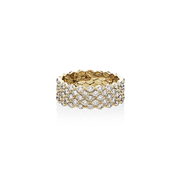 Yellow Gold and Diamond Chain Link Ring