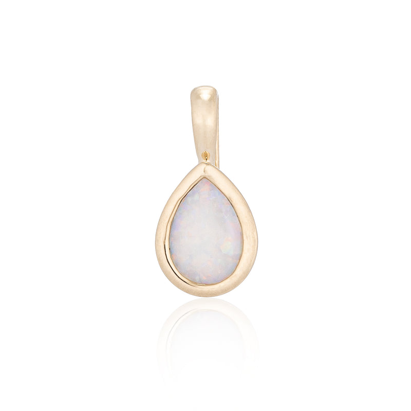 Yellow Gold and Bezel Set Pear Opal Charm