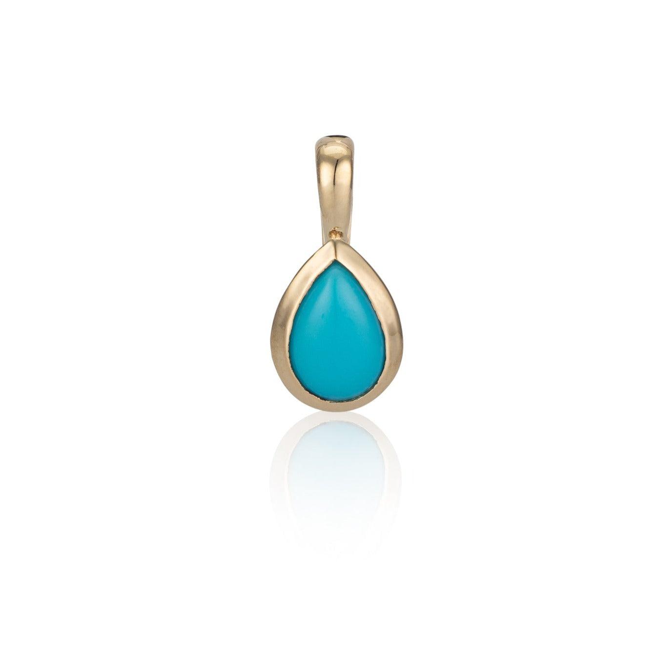 Yellow Gold and Bezel Set Pear Turquoise Charm