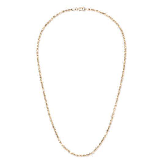 14 Karat Solid Gold 3mm Rope Chain Necklace