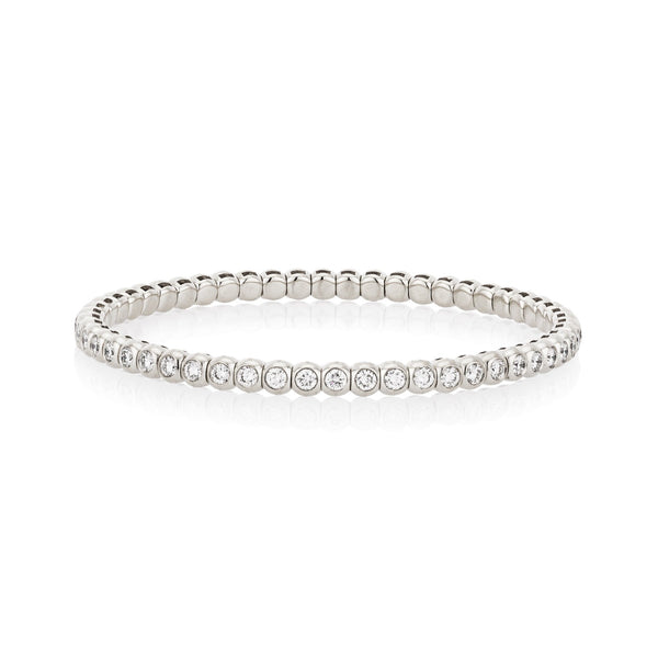 White Gold and Diamond Bezel Set Stretch Tennis Bracelet 3.65cts