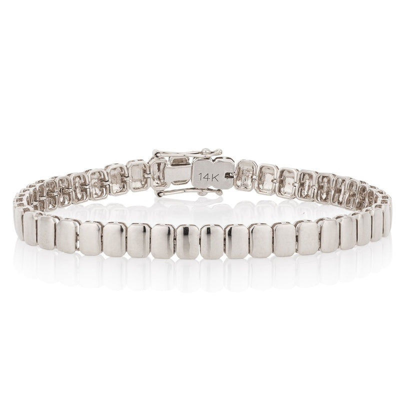 14 Karat White Gold Polished Link Bracelet