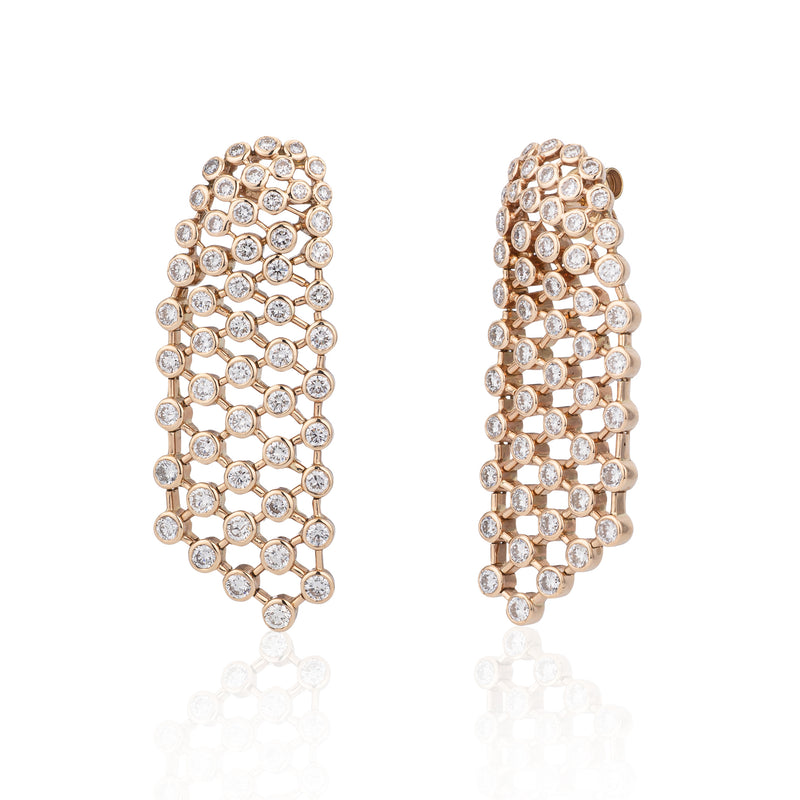 14 Karat Gold Bezel Set Diamond Drop Earrings