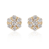 18 Karat Yellow Gold Floral Stud Earrings 1.25cts